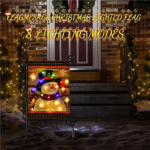 Lighted Winter Garden Flag, Led Snowman Garden Flag, 12x18...